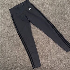 Adidas womens Charcoal Leggings with Black Stripes